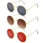 Auidy_6TXD 3 Occhiali da Sole Retro Rotondo, Sole Occhiali Colorati Unisex-Adulto