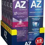 Dentifricio AZ 3D White Luxe & Pro Expert, con Azione Sbiancante Denti, 8 pezzi