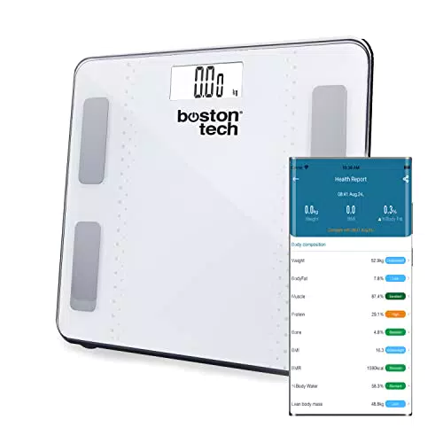Bilancia da bagno digitale, bilancia elettronica intelligente con Bluetooth e app compatibile con Android e IOS