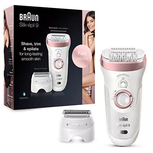 Braun Silk-épil 9 Depilatore Donna Epilatore Impermeabile al 100% Idea Regalo, 9-720 Bianco e Rosa