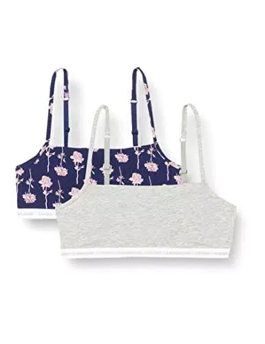 Calvin Klein Unlined Bralette 2PK Reggiseno, Grey Heather/Rozez Print