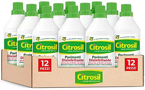 Citrosil Home Protection - Detergente Liquido Pavimenti Disinfettante con Vere Essenze di Limone, 12 Pezzi