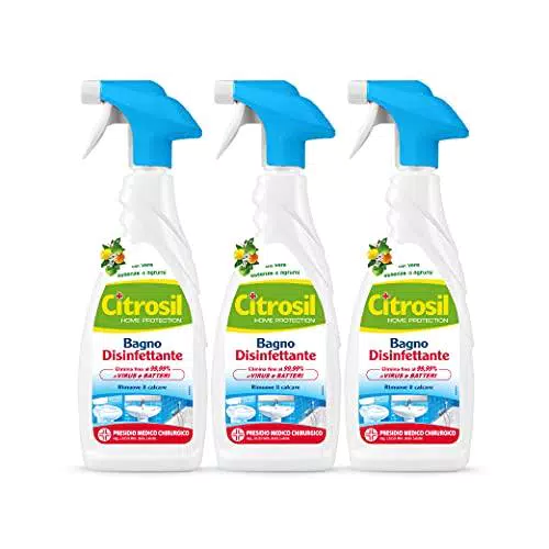 Citrosil Home Protection - Sgrassatore Bagno Disinfettante con Vere Essenze di Agrumi, 650 ml x 3 Confezioni