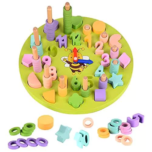 colmanda Giochi Montessori, Puzzle Numeri Legno Giocattoli di Legno per l'apprendimento di Numer