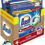 Dash Pods All in 1 Detersivo Lavatrice in Capsule, 98 Lavaggi
