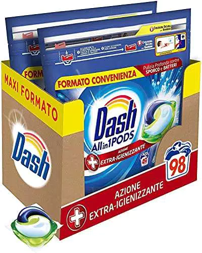 Dash Pods All in 1 Detersivo Lavatrice in Capsule, 98 Lavaggi