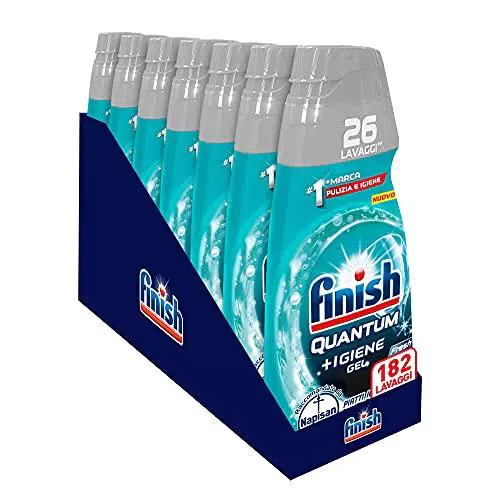 Finish Quantum + Igiene, Detersivo Lavastoviglie Raccomandato da Napisan, 7 confezioni da 26 Lavaggi