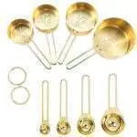 HshDUti Set di 8 misurini e cucchiai dosatori in acciaio inox con dimensioni incise