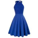 Kate Kasin Donna Vestito Elegante Estate Primavera Vita Alta Senza Maniche A-Linea Festa Cerimonia Ballare kk313-4 S