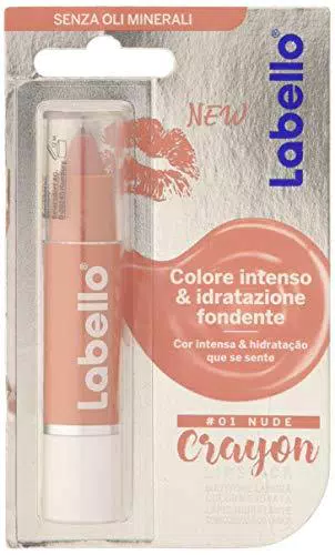 Labello Crayon Balsamo Labbra Colorato Nude, 1 Lipstickatitone Labbra Colora e Idrataenza Oli Minerali e Parabeni