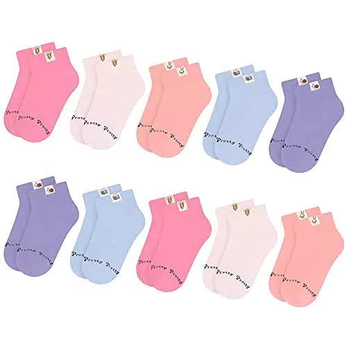 L&K-II 10 calzini per bambina con simpatici motivi Calzini sneaker Calzini per bambini in cotone multicolore 2861 27/30