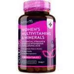 Multivitaminico e Multiminerale Donna - 24 vitamine e minerali attivi essenziali tra cui biotina e acido ialuronico - 180 compresse vegane - Senza riempitivi o leganti sintetici - Nutravita
