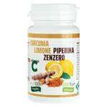 Curcuma Piperina Plus Zenzero Limone Vitamina C Vegana-130 cpr naturale Integratore di Vitamina C articolazioni e infiammazioni Made in Italy