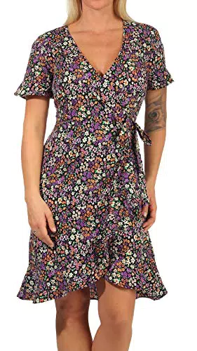 Only Onlolivia S/S Wrap Dress Wvn Noos, Nero, 42 Donna