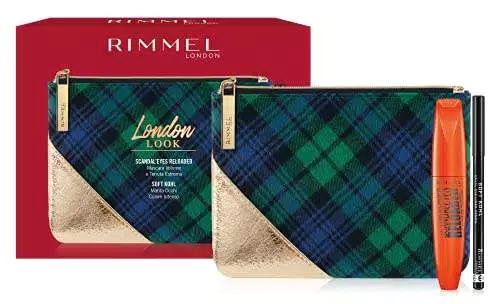 Rimmel London, Confezione Regalo Donna London Look, Pochette Metalizzata e Tartan con Mascara ScandalEyes Reloaded e Matita Occhi Soft Kohl Kajal
