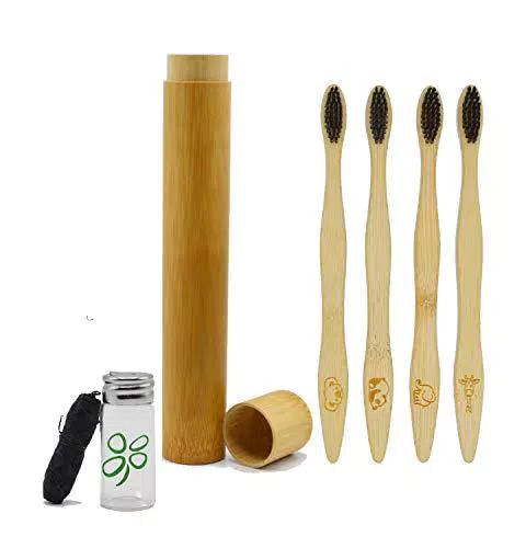 Acor Spazzolino Bamboo Denti, Set 4 Spazzolini Bambu