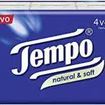 Tempo Fazzoletti Tascabili, 4 Veli Natural & Soft, 10 pacchetti da 9 fazzoletti