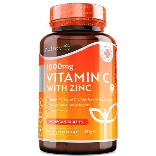 Vitamina C 1000mg e Zinco 15mg 210 Compresse Vegane Albion Zinc Miglior Assorbimento Integratore Vegano con Vit C e Zinco Alta Resistenza - Mantieni Sano il Sistema Immunitario Nutravita