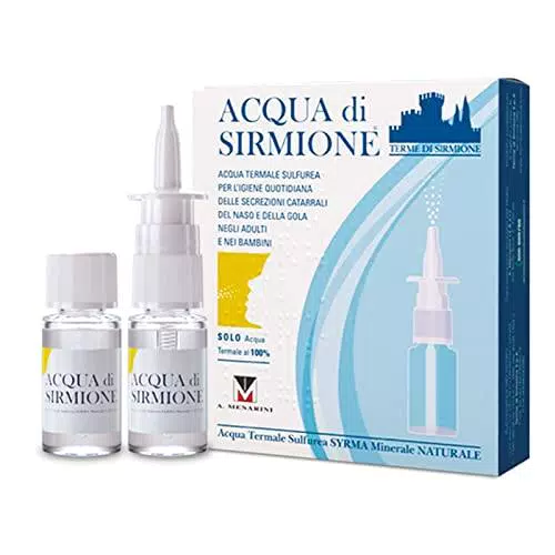 Acqua di Sirmione, Ideale per naso chiuso 6 Flaconcini da 15 ml. Può Essere Utilizzata Con Spray Nasale o In Aerosolterapia. Prodotto 100% Naturale