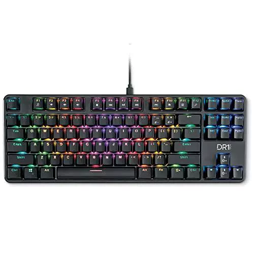 DR1TECH Raven Tastiera Meccanica TKL da Gaming RGB per PC 87 Tasti Anti Ghosting - Tastiera USB Ergonomica con Filo