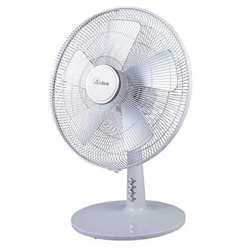 Ardes AR5D40W Ardes SILVERADO 40 Ventilatore da Tavolo 5 Pale 40 cm Dorate 3 Livelli di Velocità Oscillazione Automatica Dettagli Silver