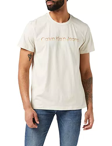 Calvin Klein Jeans Mixed INSTITUTIONAL Tee T-Shirt, Guscio d'uovo