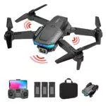 Drone con fotocamera 1080P, Quadricottero RC pieghevole con borsa da trasporto 3 batterie