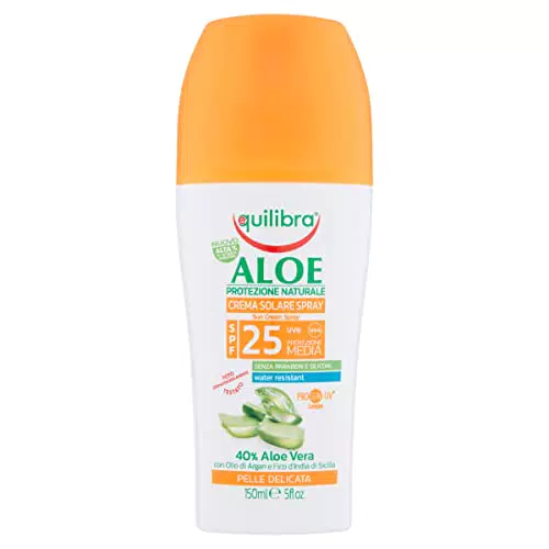 Equilibra Solari, Aloe Crema Solare Spray Spf 25, Crema con Aloe Vera