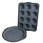 Fackelmann Camilla Gift Set crostata 25 cm e teglia muffin a 12 impronte. Materiale Innovativo in fibra di vetro rivestita con materiale siliconico. Per la pasticceria di alta precisione