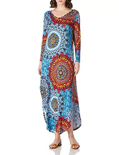 find. Vestito Lungo Casual a Maniche Lunghe da Donna Copricostume da Spiaggia Maxi Abiti Lunghi con Tasca Floreale Vestito Abito Lungo