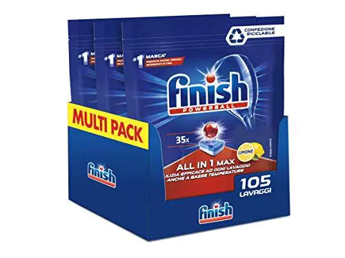 Finish, 105 Pastiglie Per Lavastoviglie, All In One Max