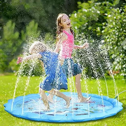 Fostoy Tappetino Gioco d'Acqua per Bambini, 172cm Spruzzi e Splash Tappeto Gioco d'Acqua da Giardino