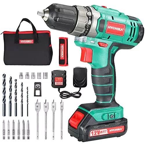 HYCHIKA Trapano Avvitatore Batteria 12V, Batteria 2 Velocità 30N .m Mas