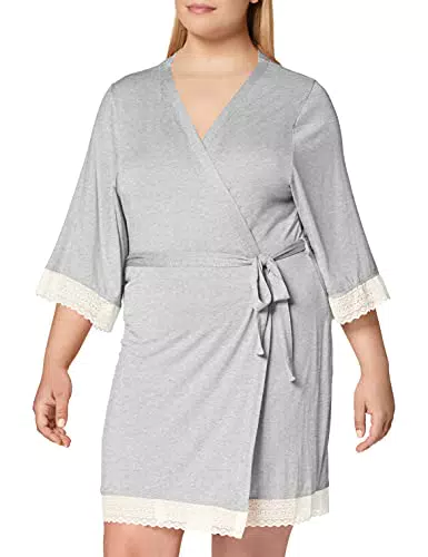 Iris & Lilly Vestaglia Corta in Cotone Donna, Grigio