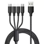 Kafeiya Multi Cavo di Ricarica, 4 in 1 Multiplo Cavetto Micro USB Tipo C Nylon Intrecciato Cavo di Ricarica USB