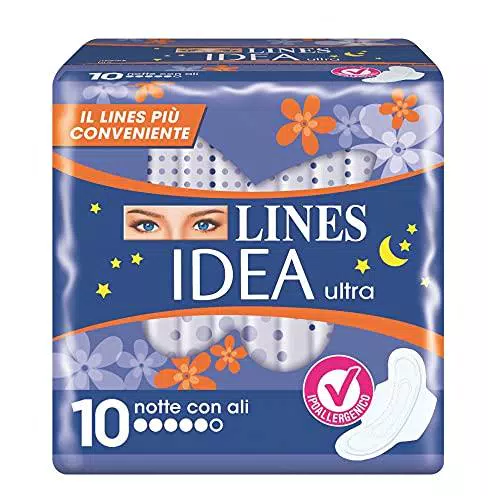 Lines Idea Ultra Assorbenti Notte con Ali, 10 Pezzi
