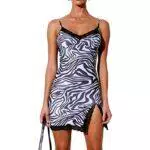 Loalirando Abito Mini Corto Donna Vestito in Pizzo Elegante Senza Manica Stampa Floreale Abito Aderente Sexy da Ragazza Donna