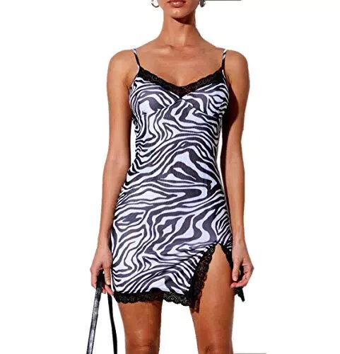 Loalirando Abito Mini Corto Donna Vestito in Pizzo Elegante Senza Manica Stampa Floreale Abito Aderente Sexy da Ragazza Donna