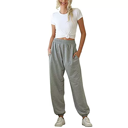 Loalirando Pantaloni Donna Cotone Pantaloni Sportivi Donna Estivi Pantaloni Ragazza Tinta Unita Casual