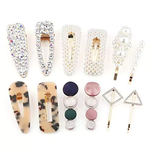 Makone Mollette Fermagli per Capelli Eleganti Per Capelli Donna Fatti a Mano Barrette Perle per Capelli In Resina Acrilica Fermagli Per Capelli Forcine Per Donna e Ragazze 