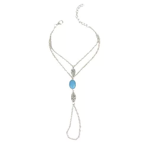 N-brand Bracciale per mano Pulabo, in argento e con pietra blu