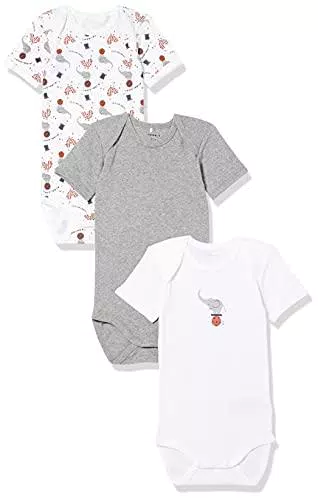 Name It NBNBODY 3P SS Grey Mel Circus Noos Body, Grigio