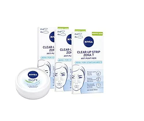 Nivea Clear-Up Strips Zona T Cerotti Punti neri in Confezione da 3 x 6 Cerotti