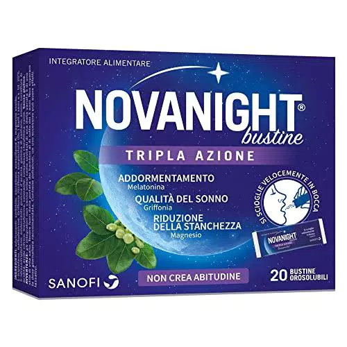 NOVANIGHT Tripla Azione, Integratore Alimentare con Melatonina per Dormire