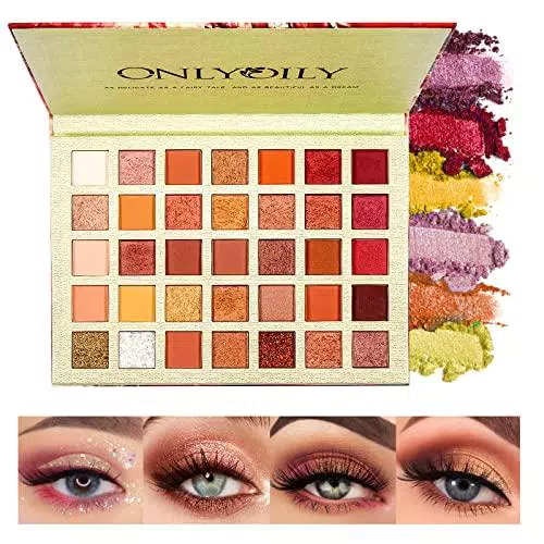 ONLYOILY Glitter Powder trucco opaco lucido a prova di sbavatura impermeabile Makeup Palette Professional Lunga Durata