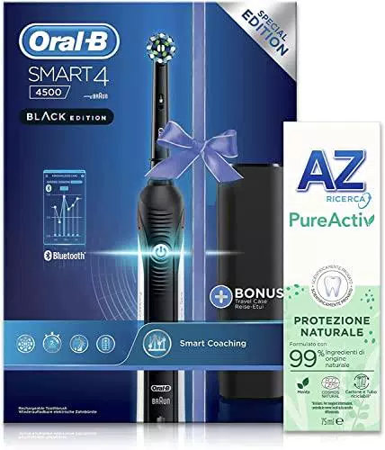 Oral-B Smart 4 4500 Spazzolino Elettrico, Dentifricio AZ Pure Activ Incluso