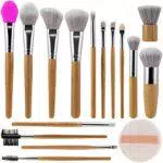 Pennelli Make Up FILY DUAIU 15 pezzi Set di Pennelli da Trucco con Manico in Bambù Setole Sintetiche per Fondotinta Correttore Ombretto Sopracciglia Set con Trucco