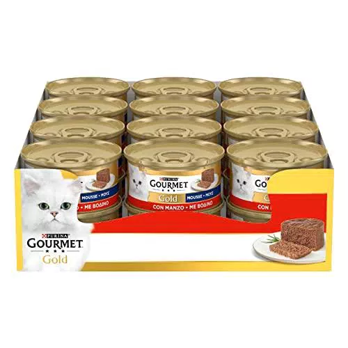 Purina Gourmet Gold Mousse Cibo Umido per Gatti con Manzo