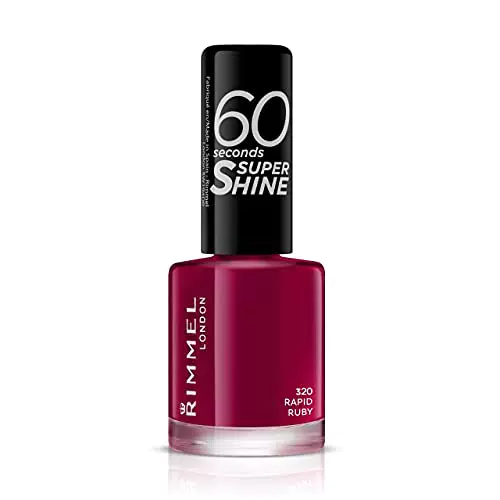 Rimmel London Smalto Unghie 60 Seconds Super Shine - Asciugatura Rapida e Lunga Durata - 320 Rapid Ruby - 8 ml