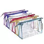 Sea Team 6pcs borsa da viaggio portatile trasparente da viaggio borsa cosmetica in plastica vinilica trasparente con cerniera